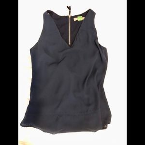 Banana republic drapey lined navy tank zipper back